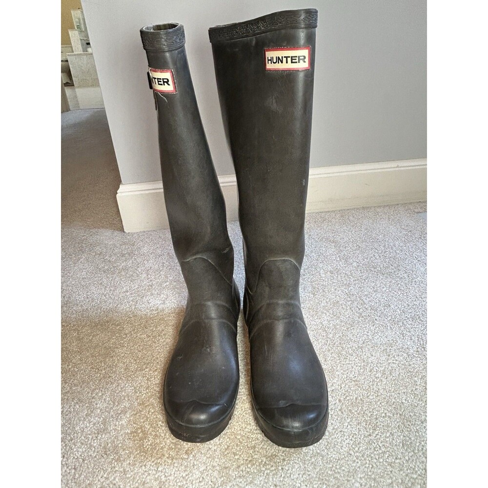Wellington Hunter Festival Tall Dark Olive Rubber Rain Boots, Women's 9 - Picture 4 of 7